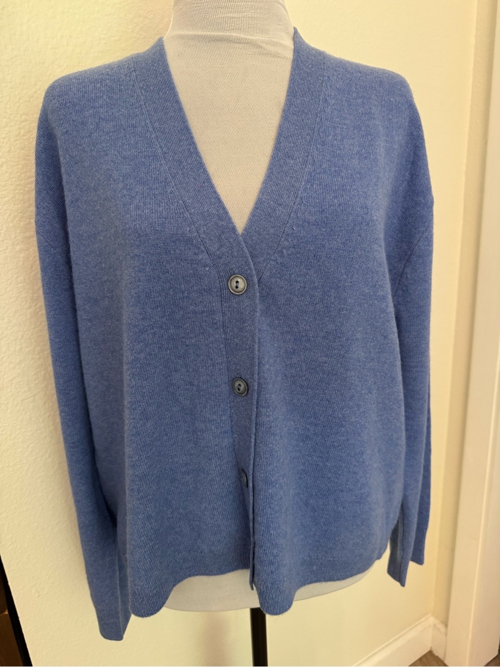 J Crew Soft 100% Cashmere Button Front Sweater Cardigan - Blue